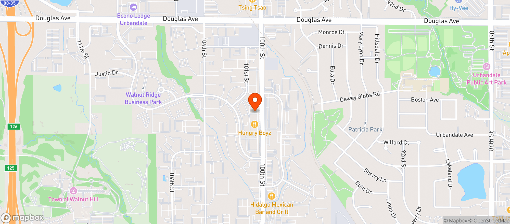 Map showing Door Dash