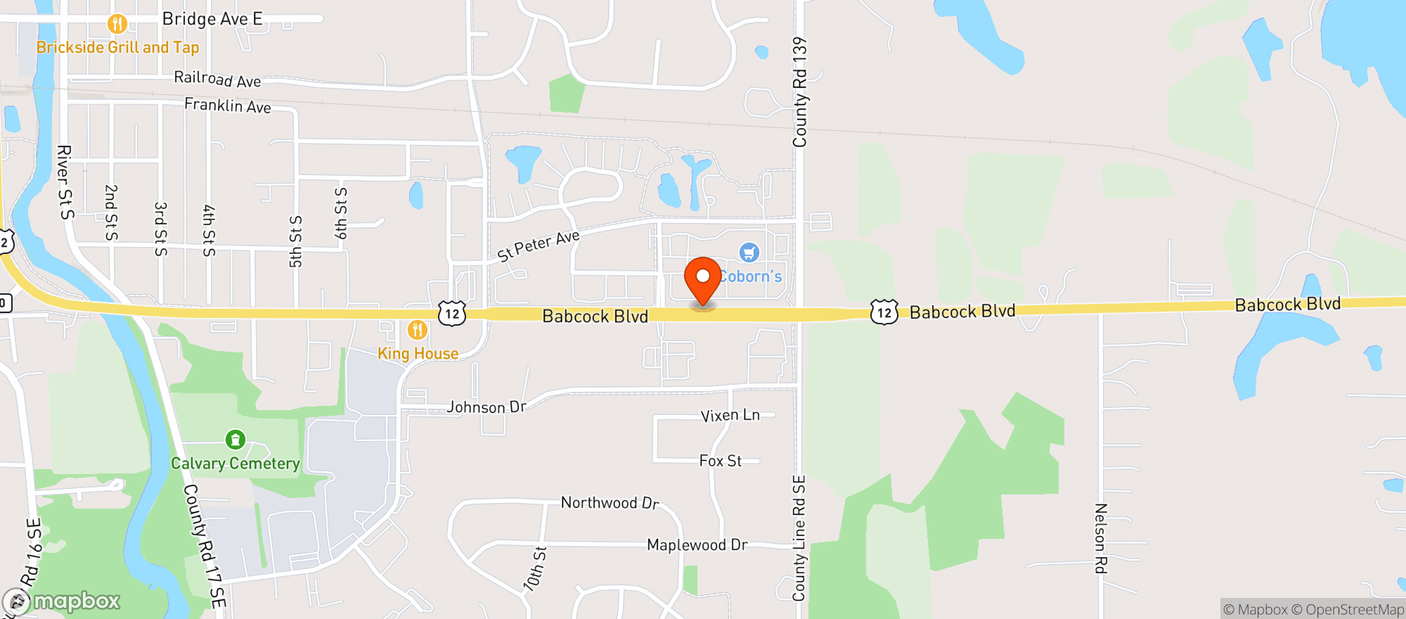 Map showing Delano Wine & Spirits