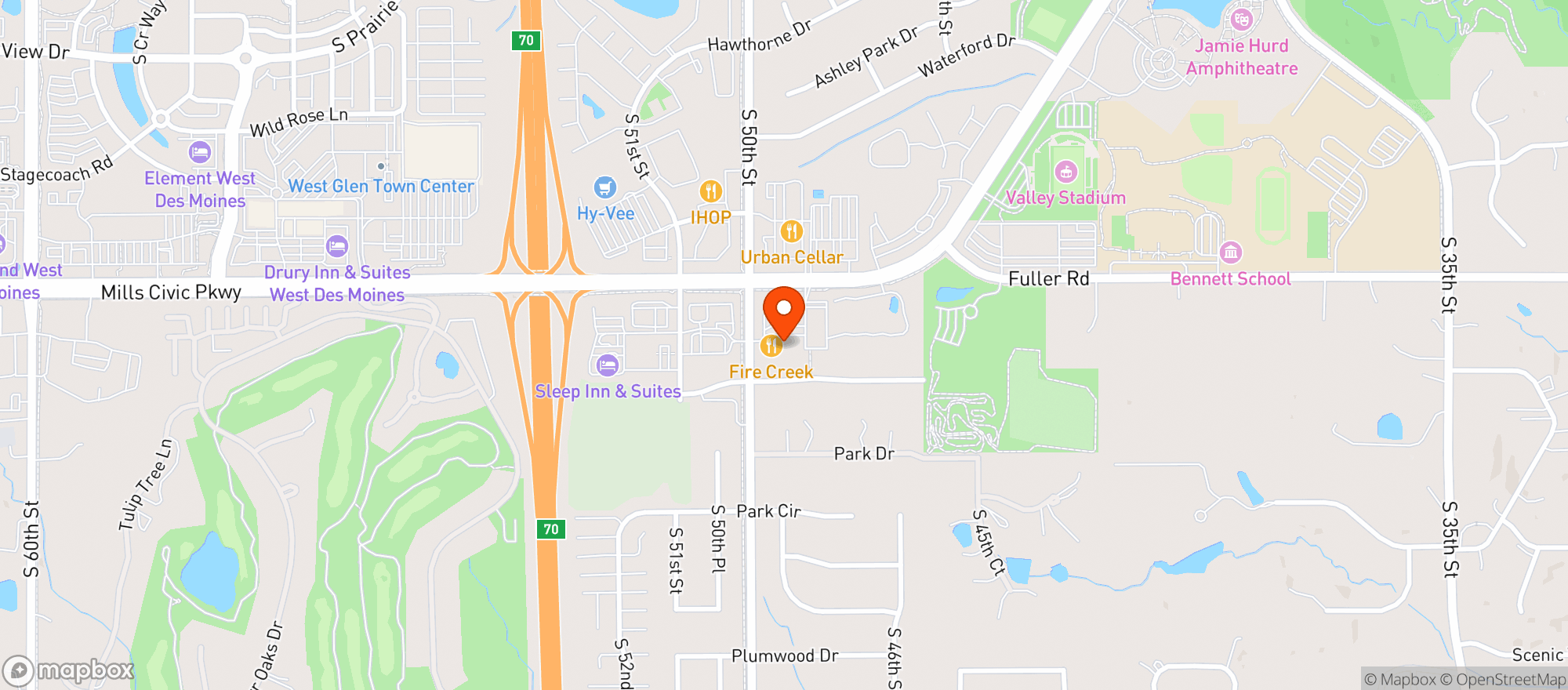 Map showing Fire Creek Grill