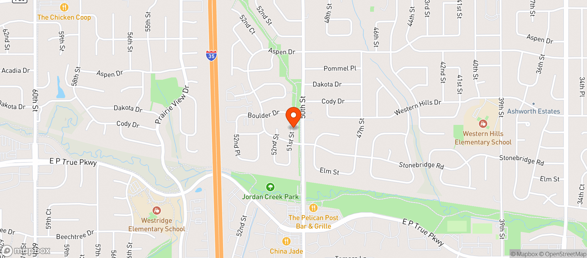 Map showing Hy-vee