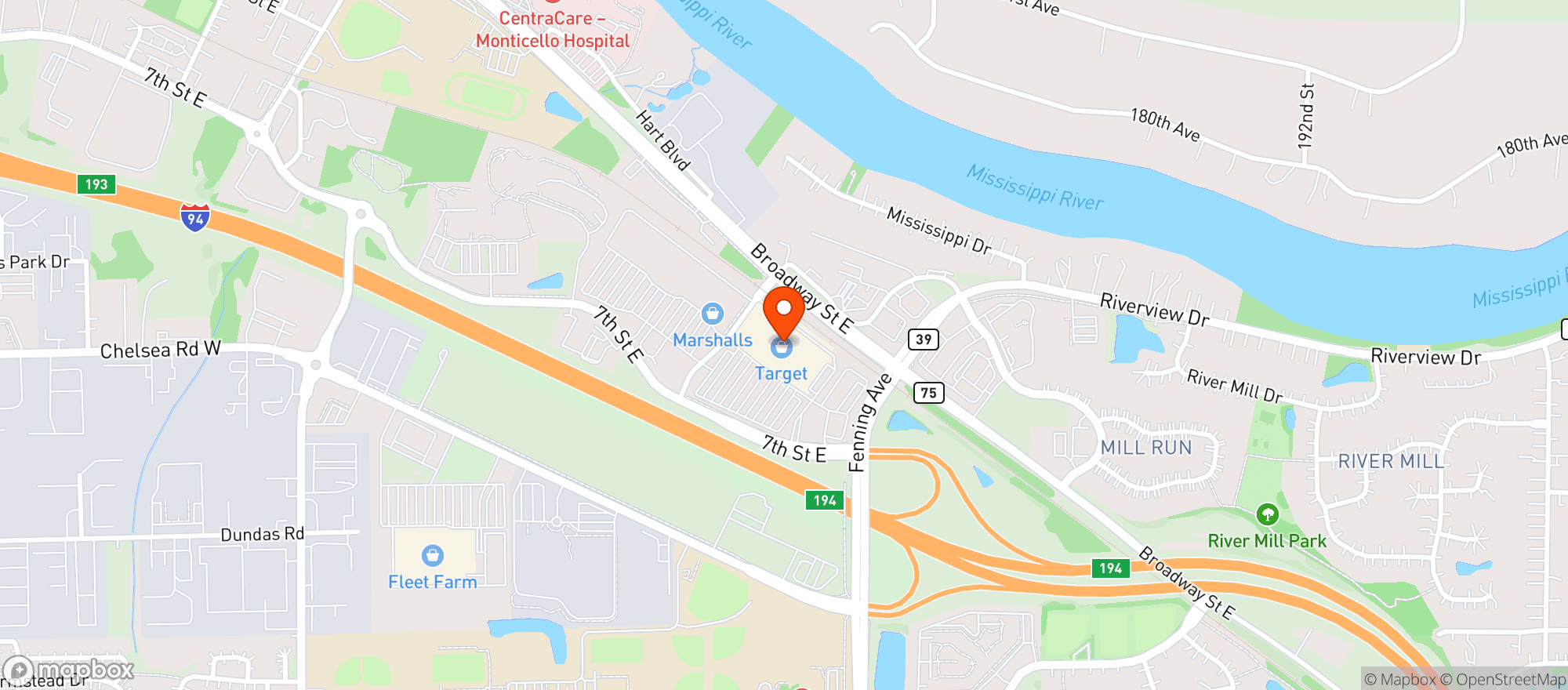 Map showing Target