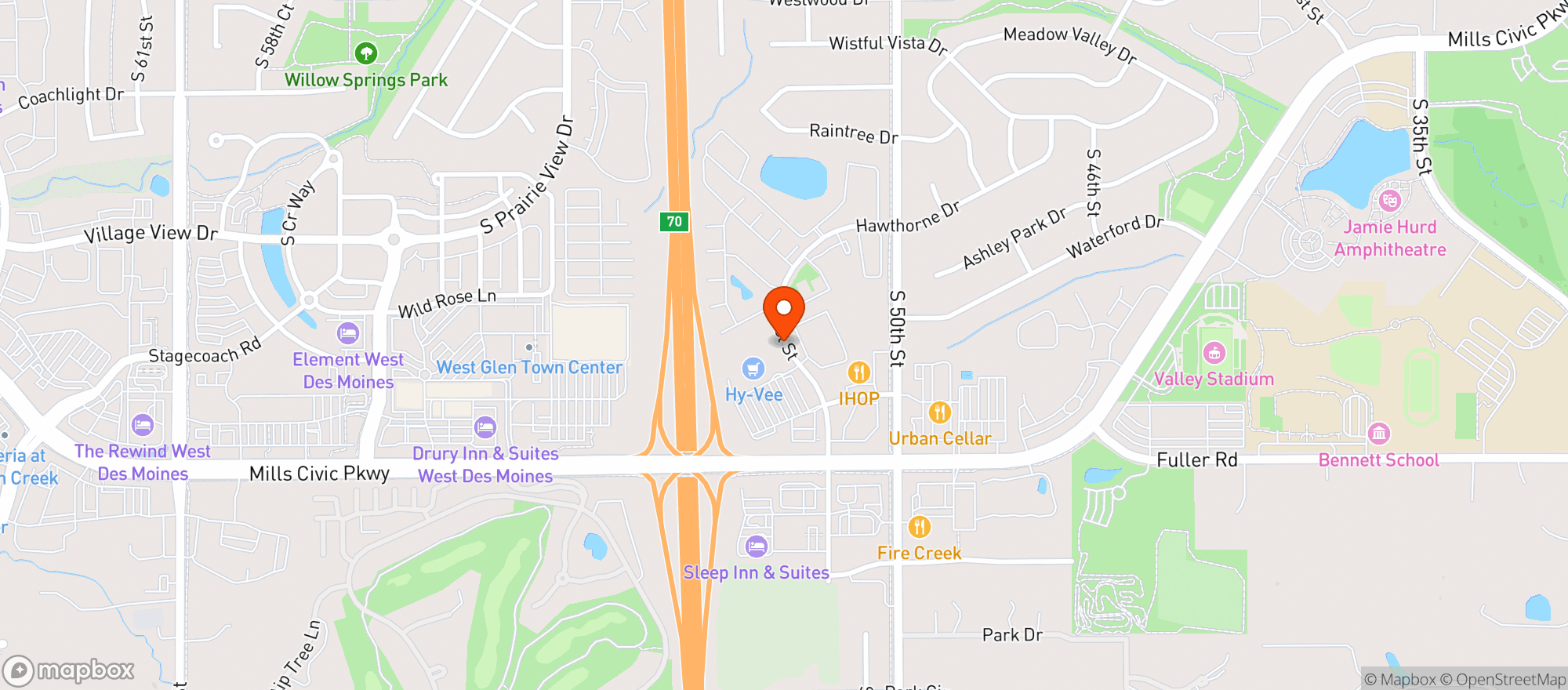 Map showing Hy Vee Wine & Spirits