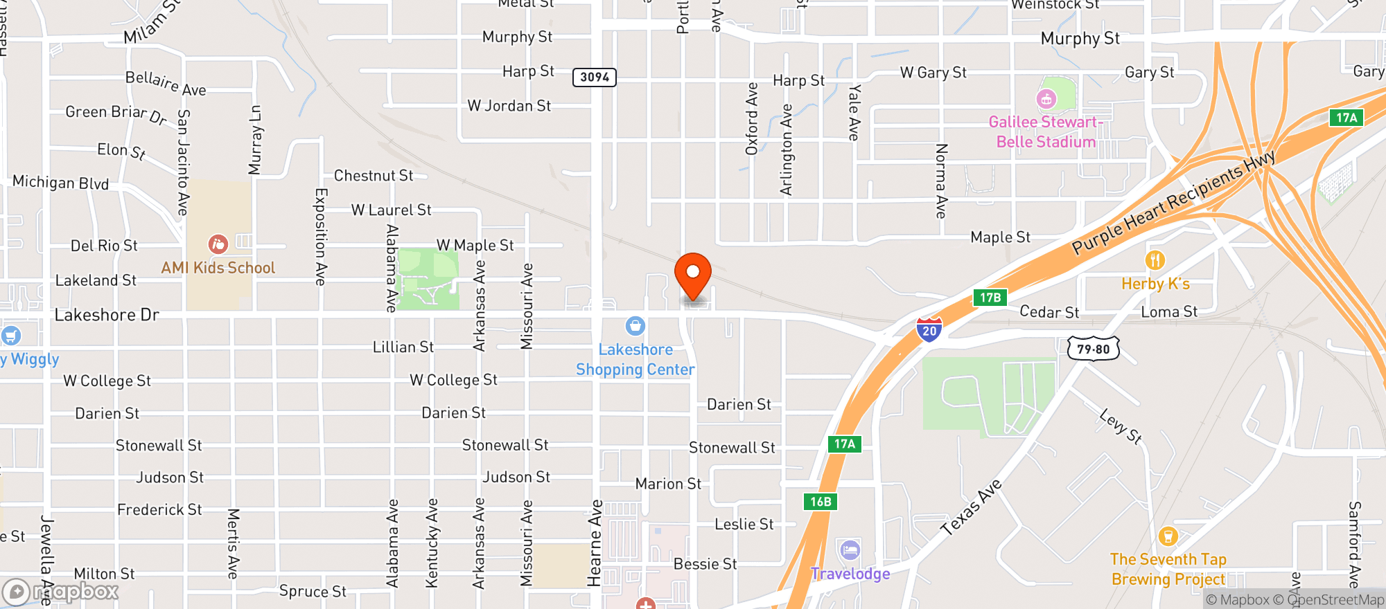 Map showing Lakeshore Food Mart