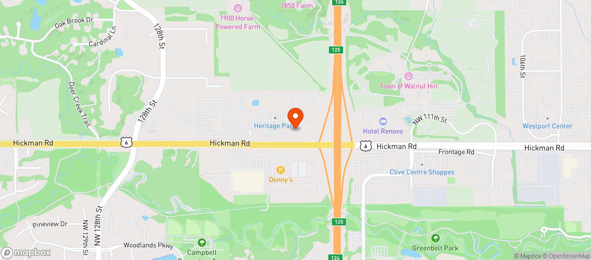Map showing Range Grill & Golf