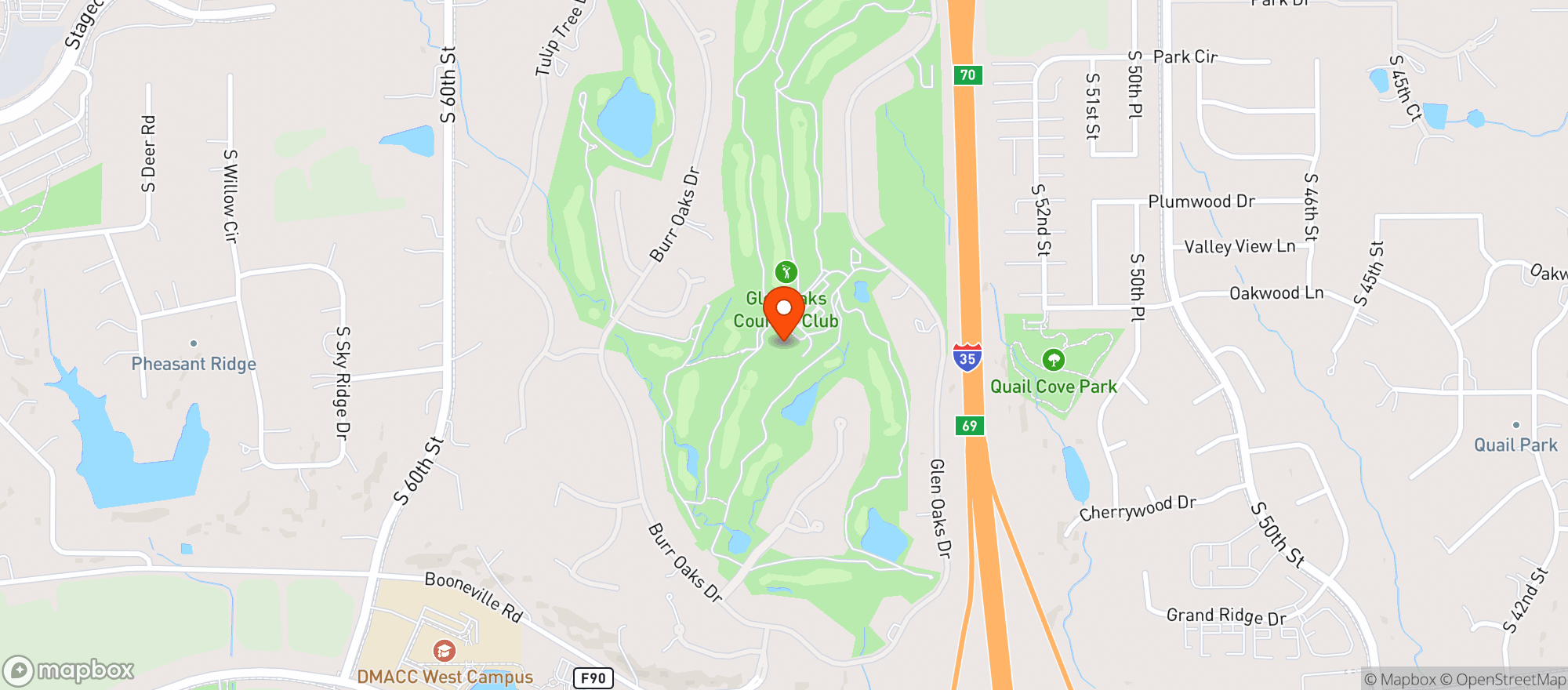 Map showing Glen Oaks Golf & Cc