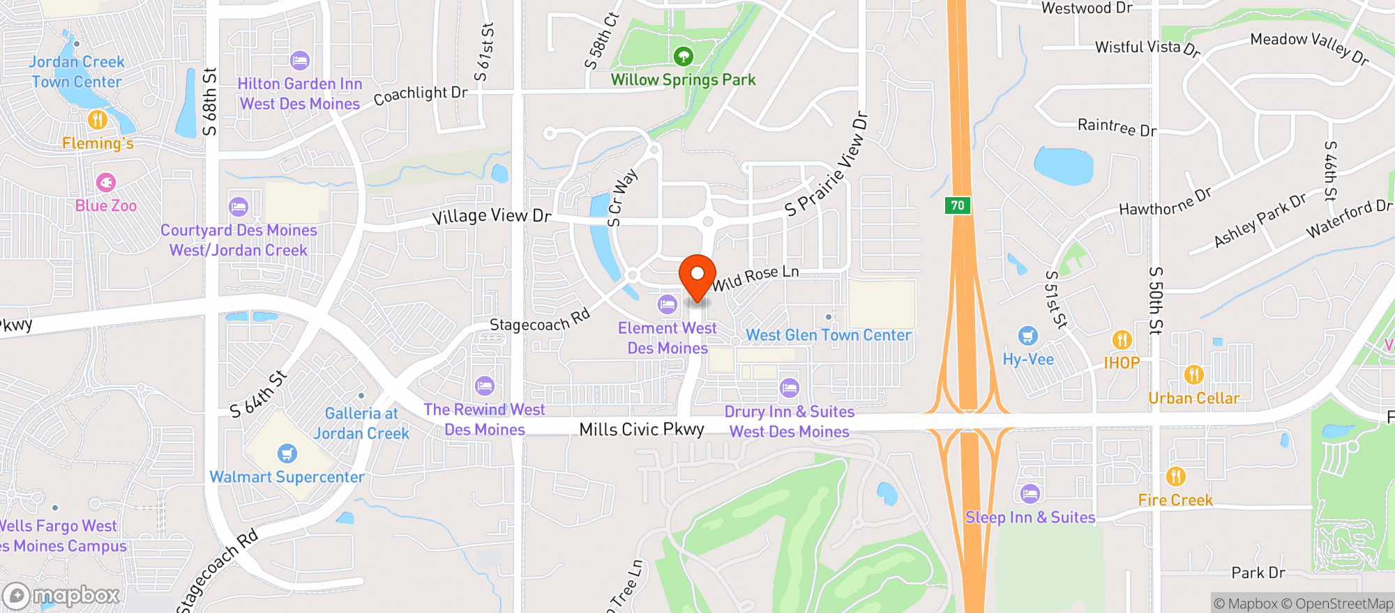 Map showing Funny Bone Comedy Club