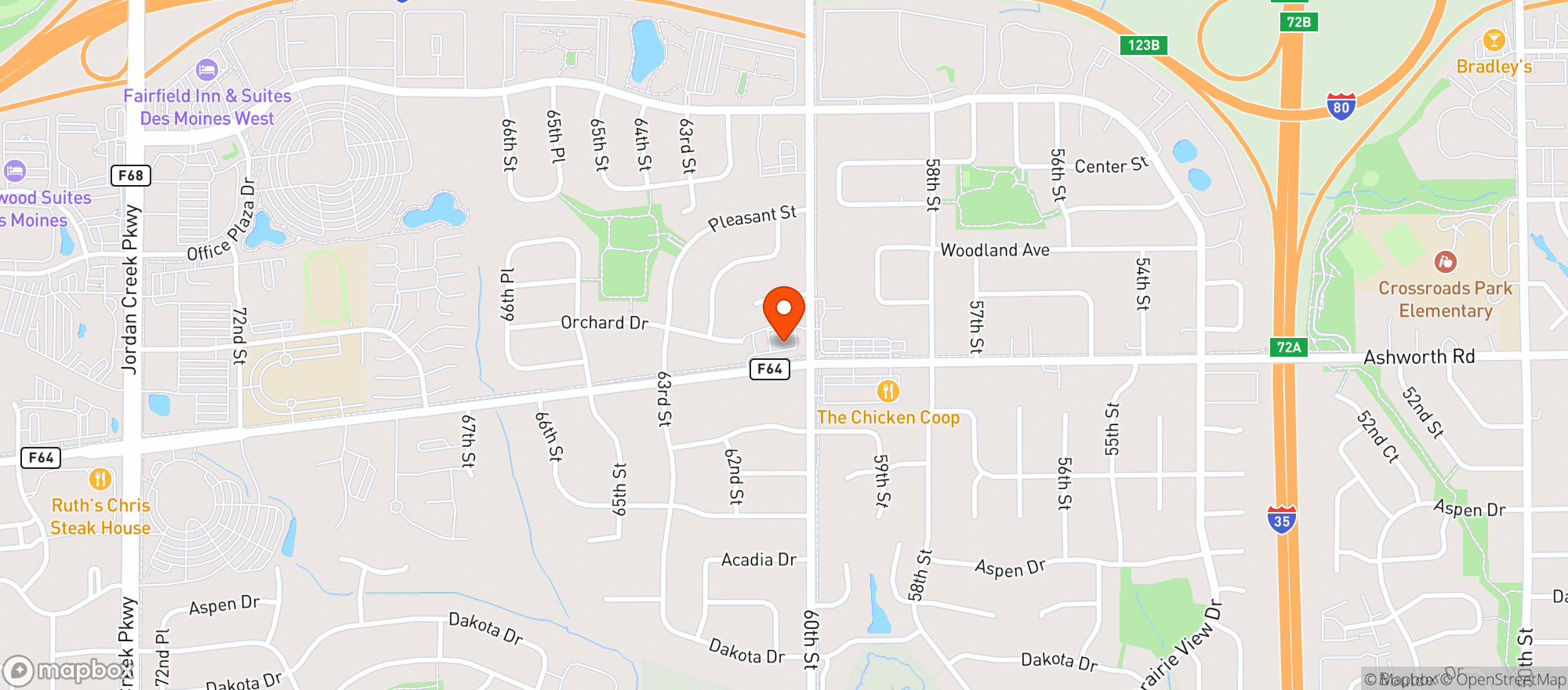 Map showing Hy Vee Drugstore