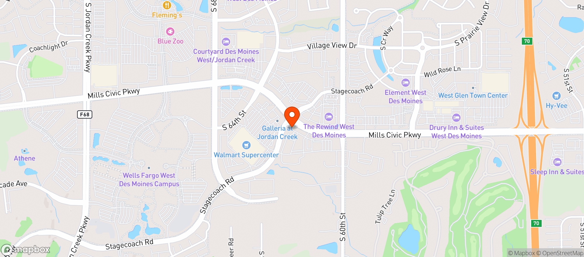 Map showing Applebee's Grill + Bar