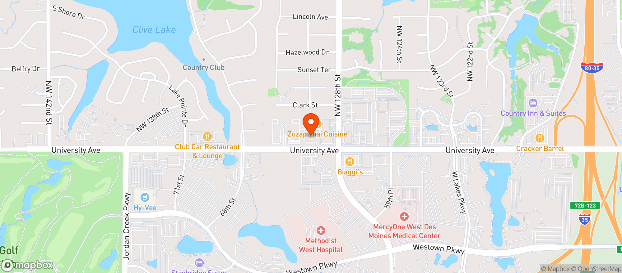 Map showing Aura Restaurant & Lounge