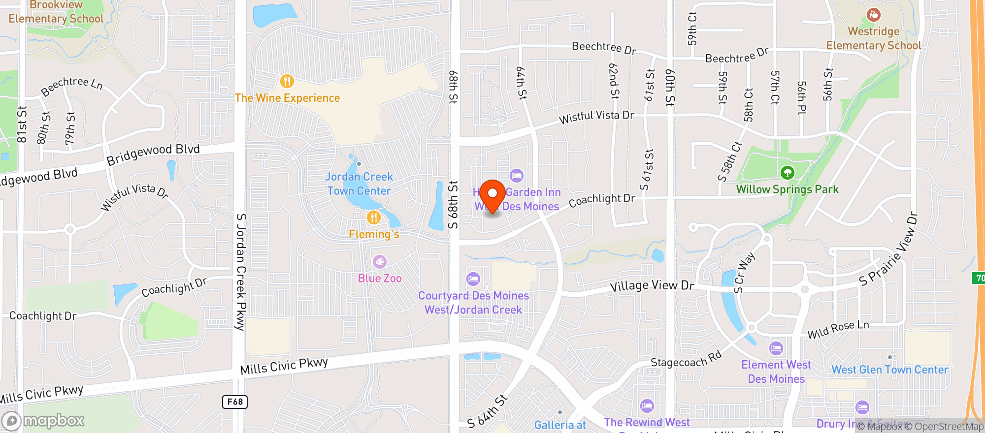 Map showing Smash Park - West Des Moines