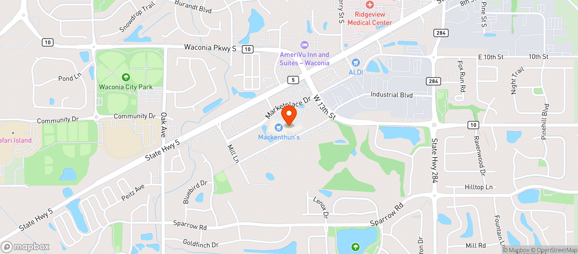 Map showing MGM - Waconia
