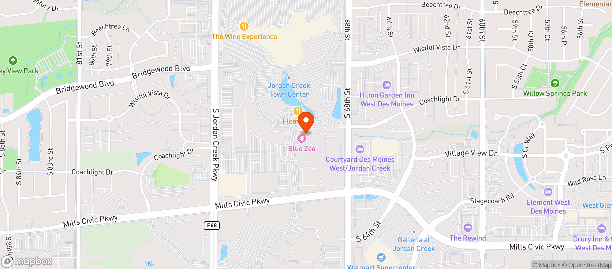 Map showing Buffalo Wild Wings Gril #135