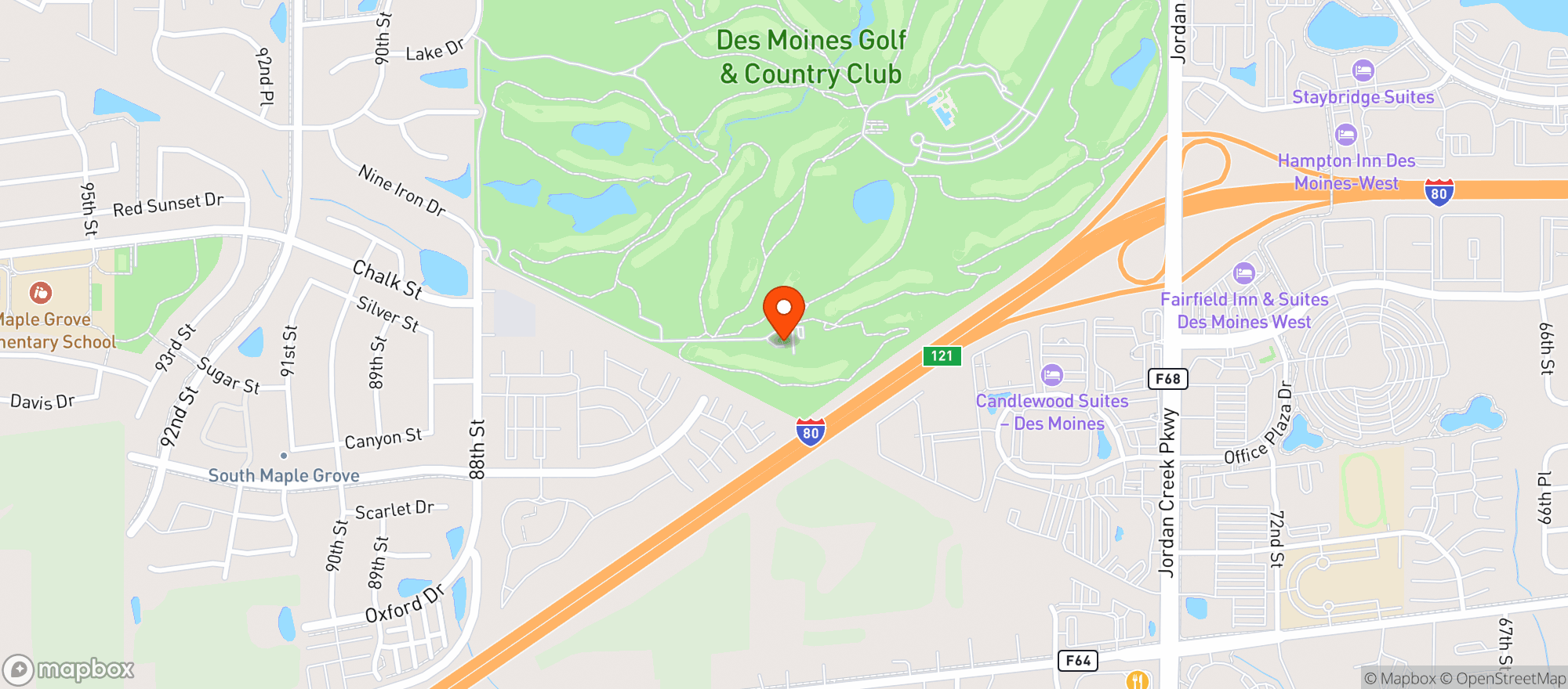 Map showing Des Moines Golf & Country Club