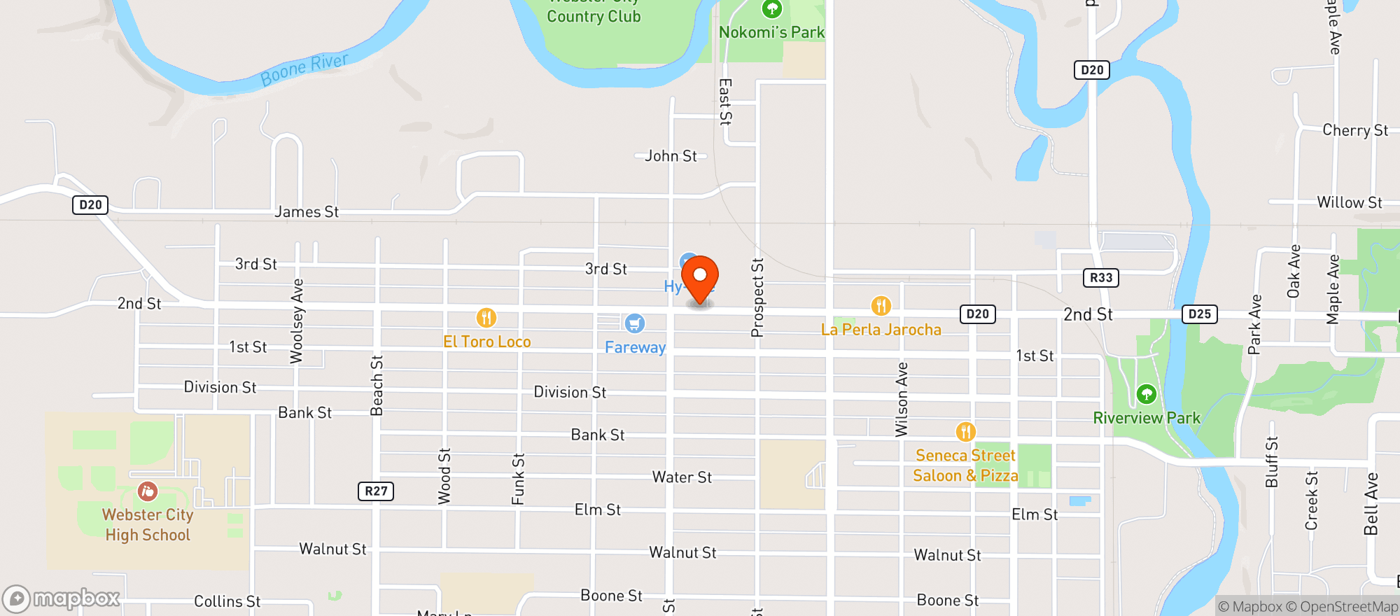 Map showing Hy Vee Food Store