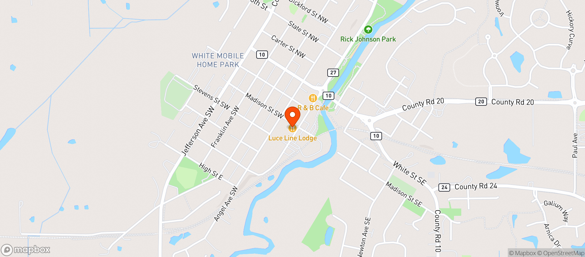 Map showing Luce Line Lodge