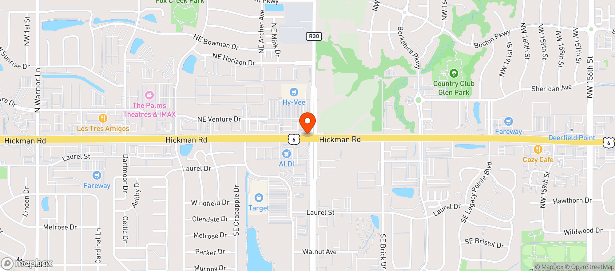 Map showing Hy Vee Food Store