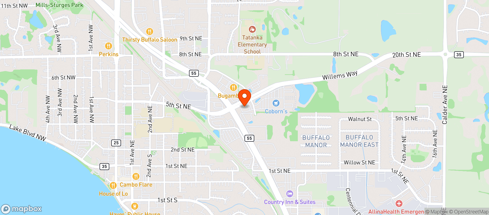 Map showing Buffalo Wine & Spirits