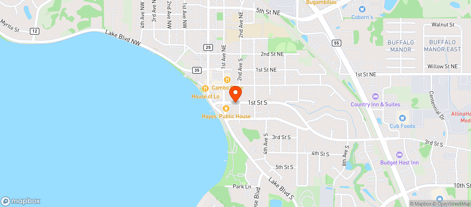 Map showing Buffalo Wine & Spirits