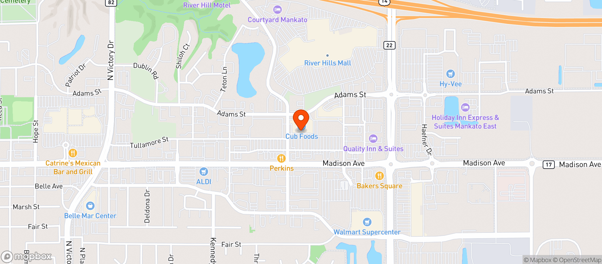 Map showing Cub Foods