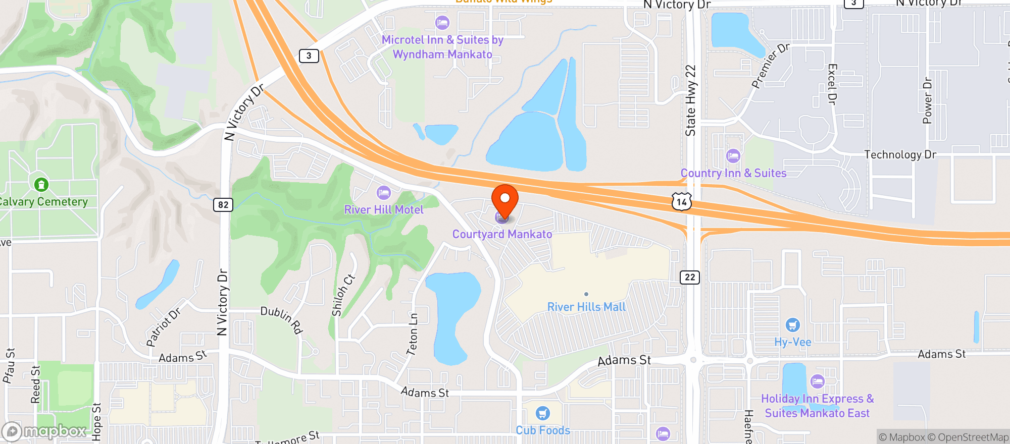 Map showing Courtyard Mankato