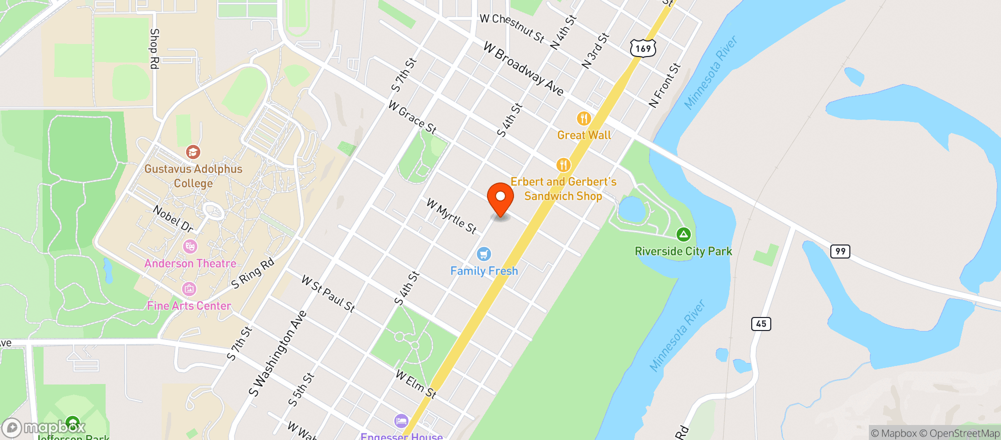 Map showing St Peter Food Cooperative