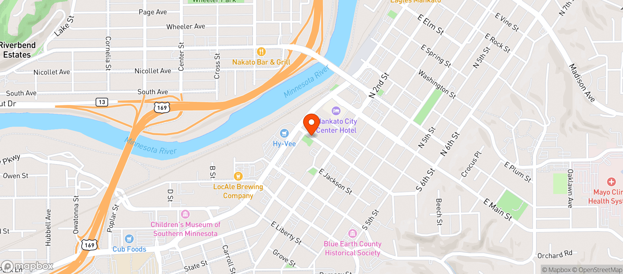 Map showing JD's Hideaway Mankato Axe Throwing