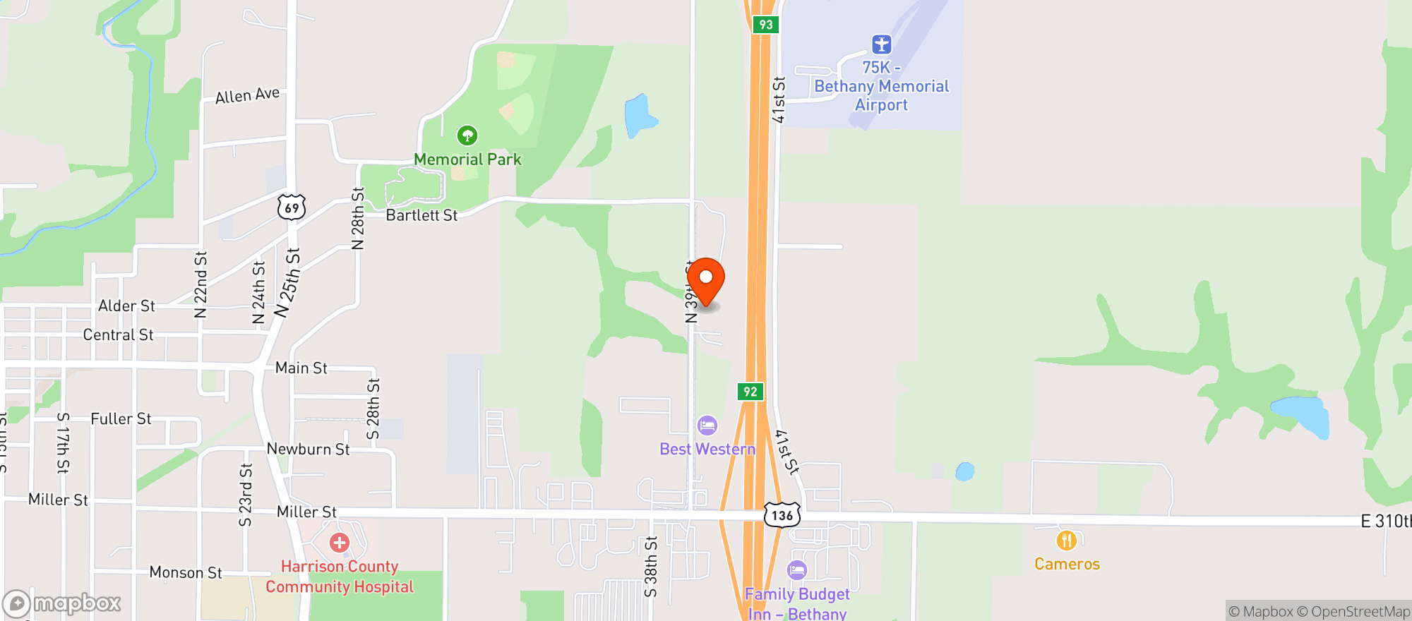 Map showing 39th St Liquor - Bethany