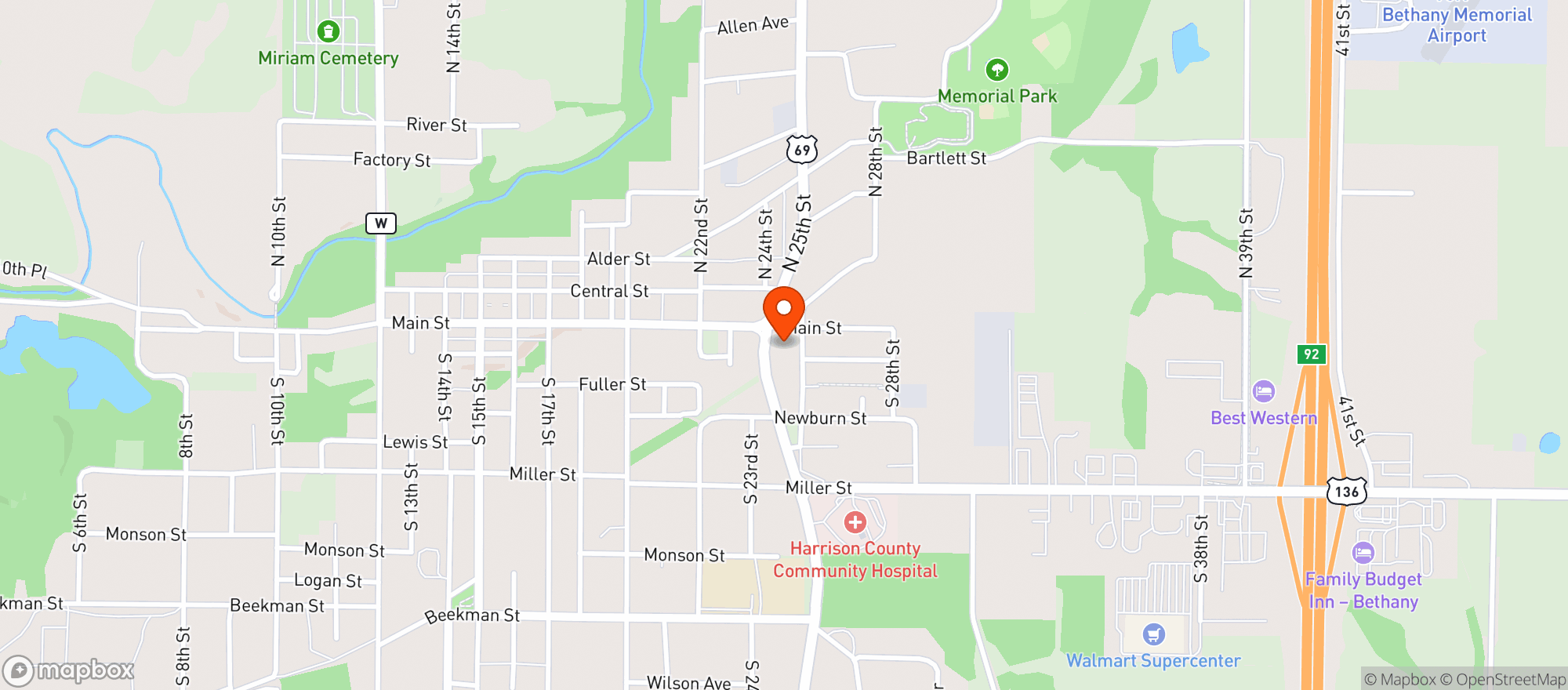 Map showing Bethany Mart