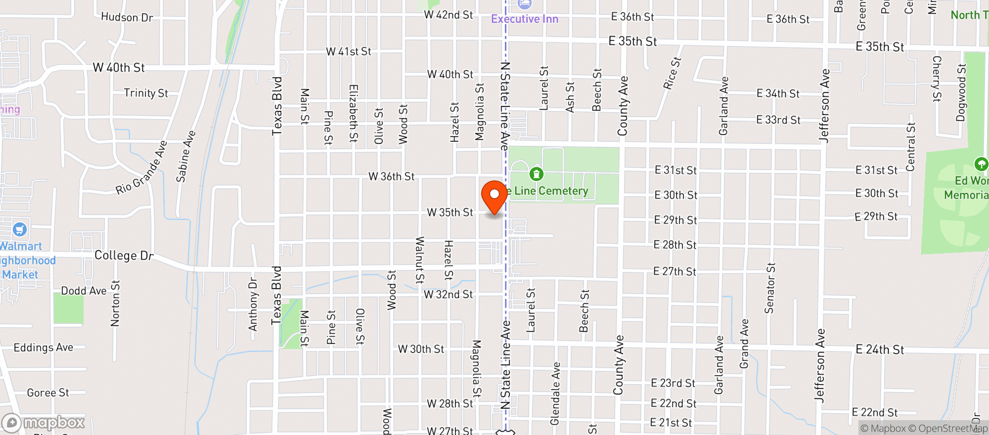 Map showing Betty?s Vapor Vault