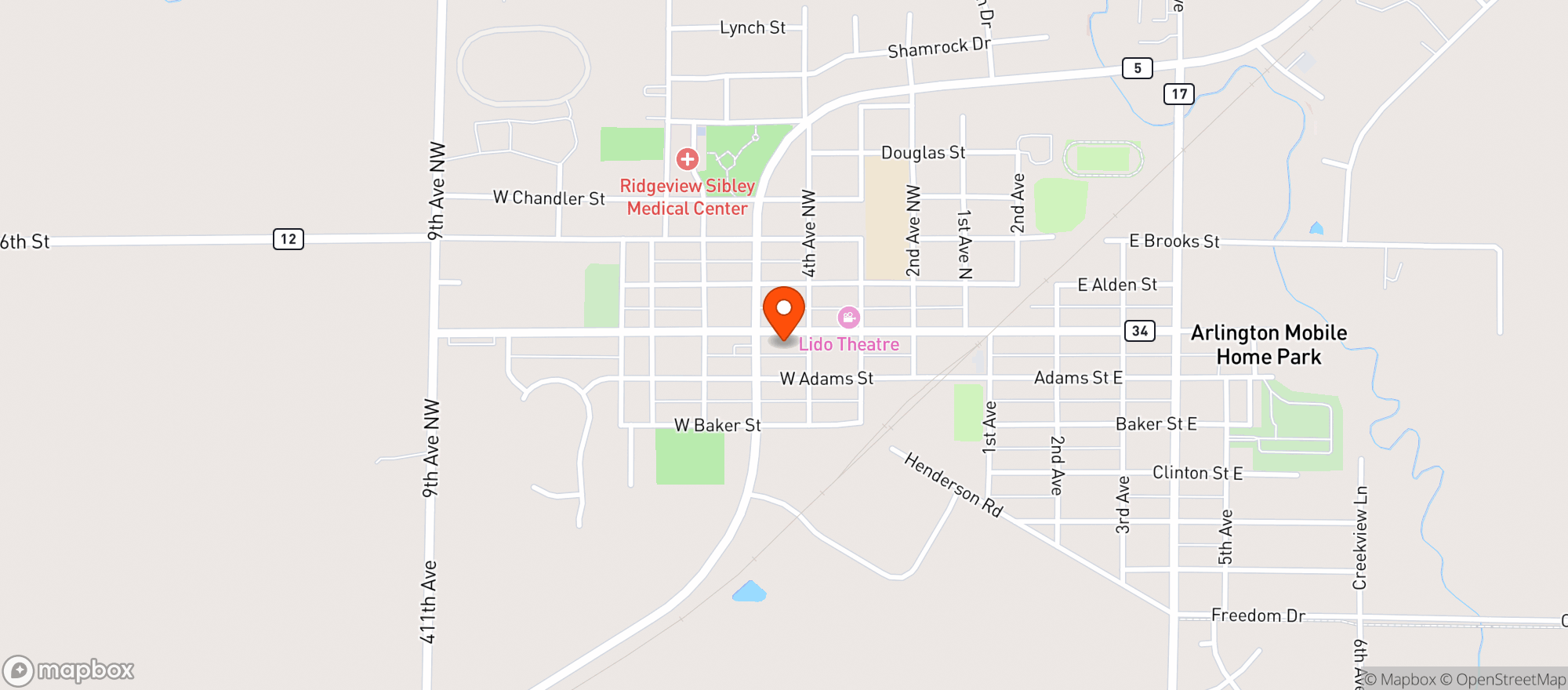 Map showing Arlington Liquors