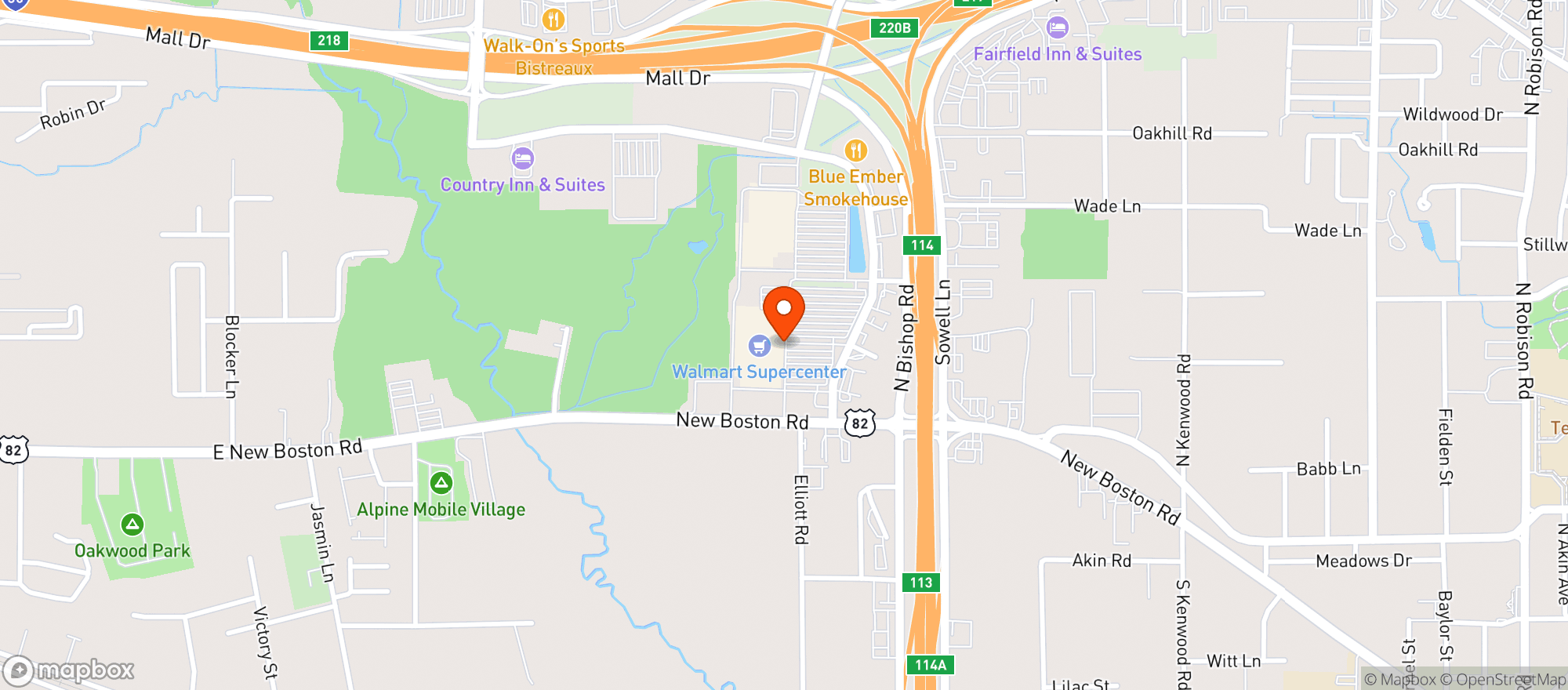 Map showing Walmart Supercenter