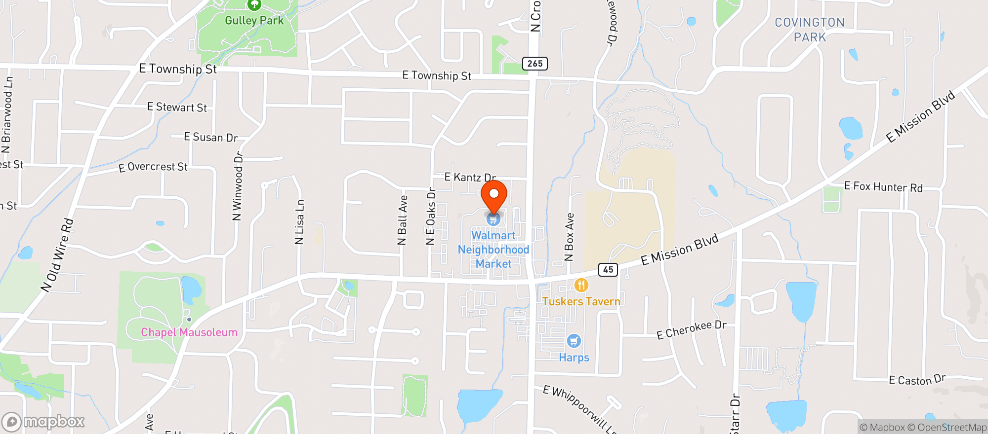Map showing Walmart Neighborhood Mkt