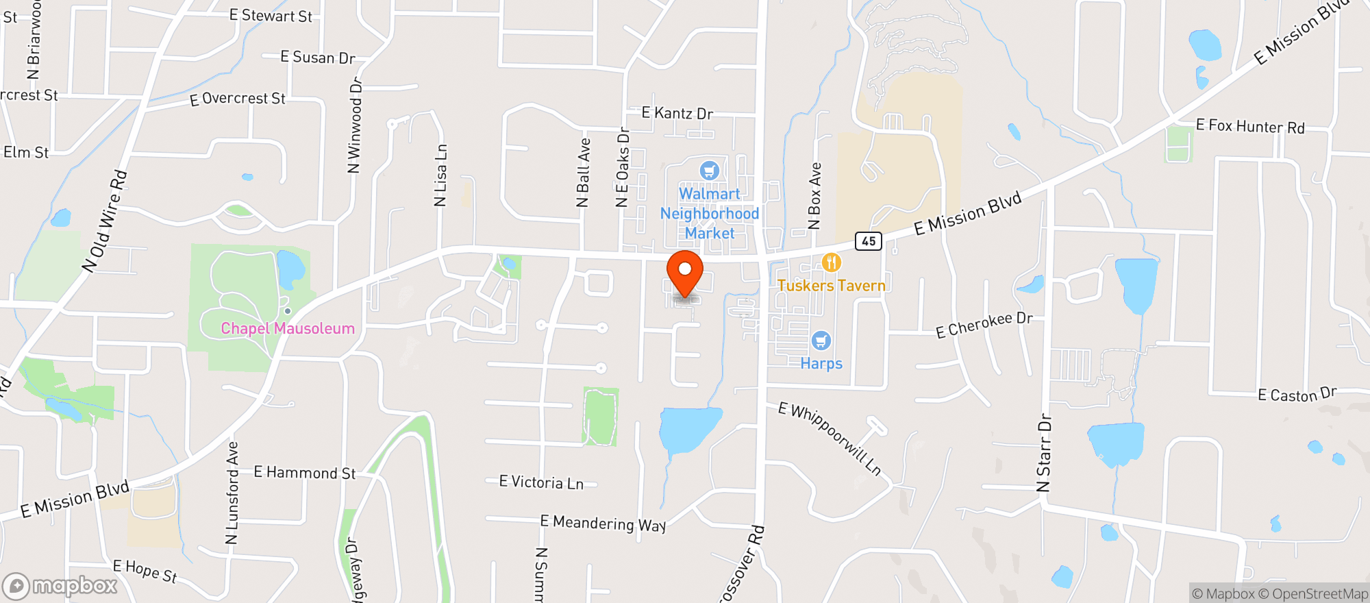 Map showing Fayetteville Beer Works