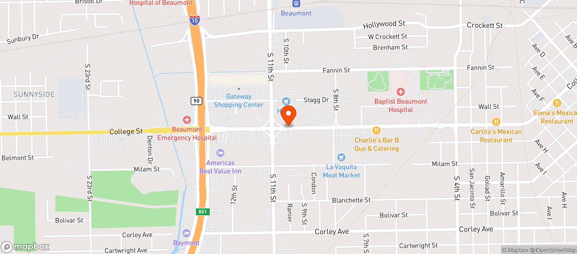 Map showing H E B