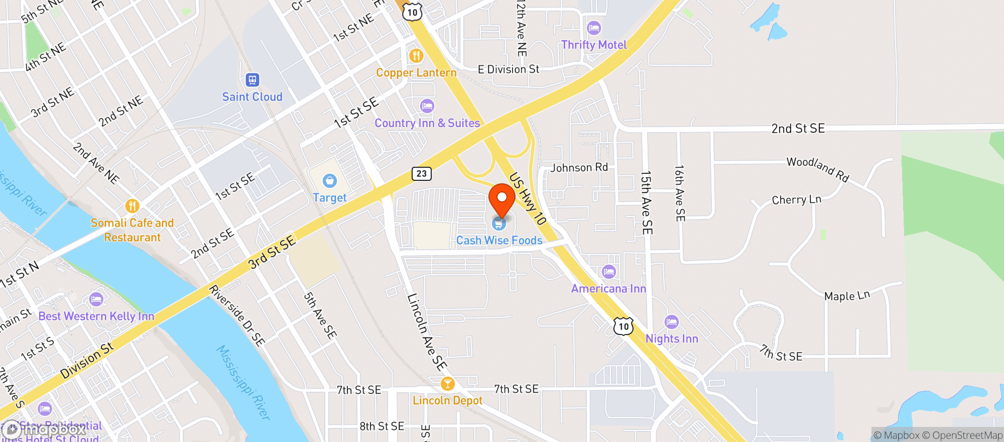 Map showing Westside Liquors