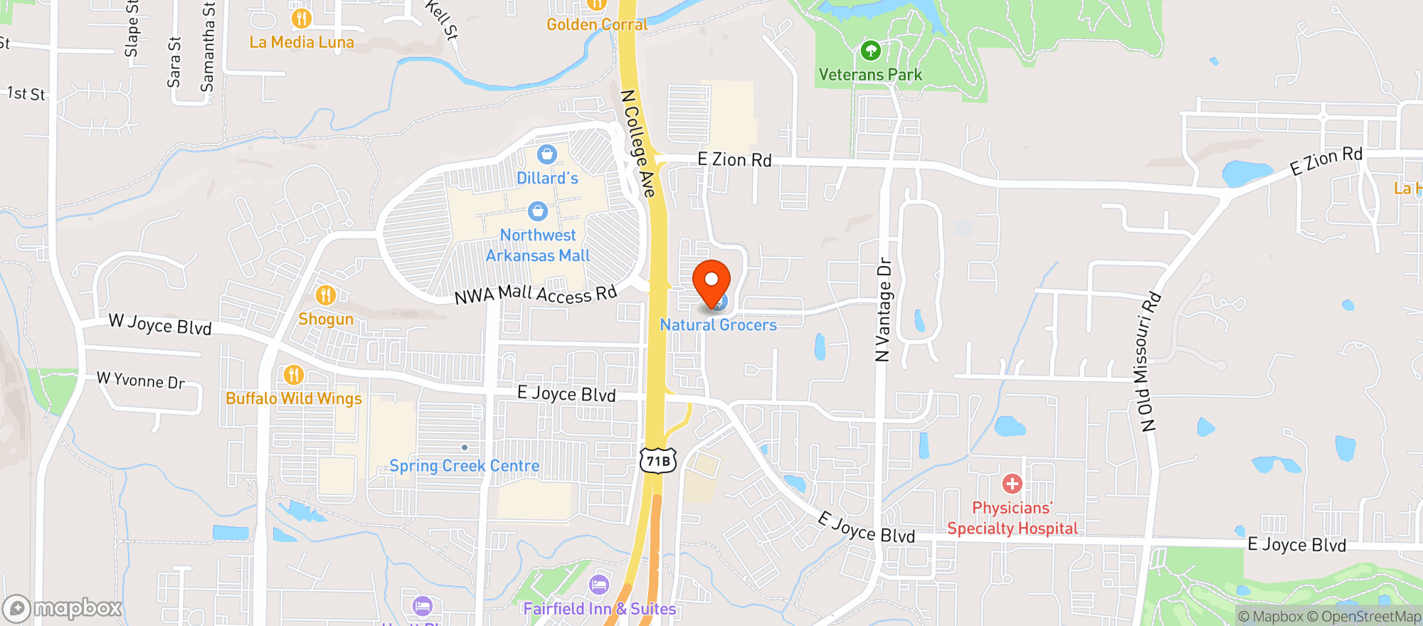 Map showing Natural Grocers by Vitamin Cottage - Natural Grocers by VC_Fayetteville (FA) - 00530097