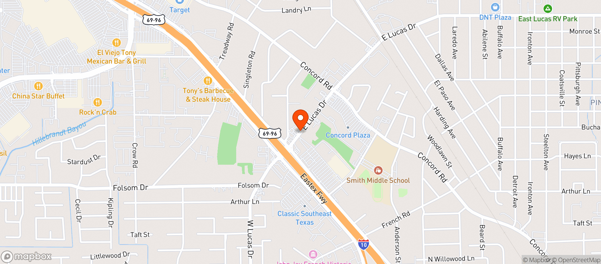 Map showing Sams Package Store
