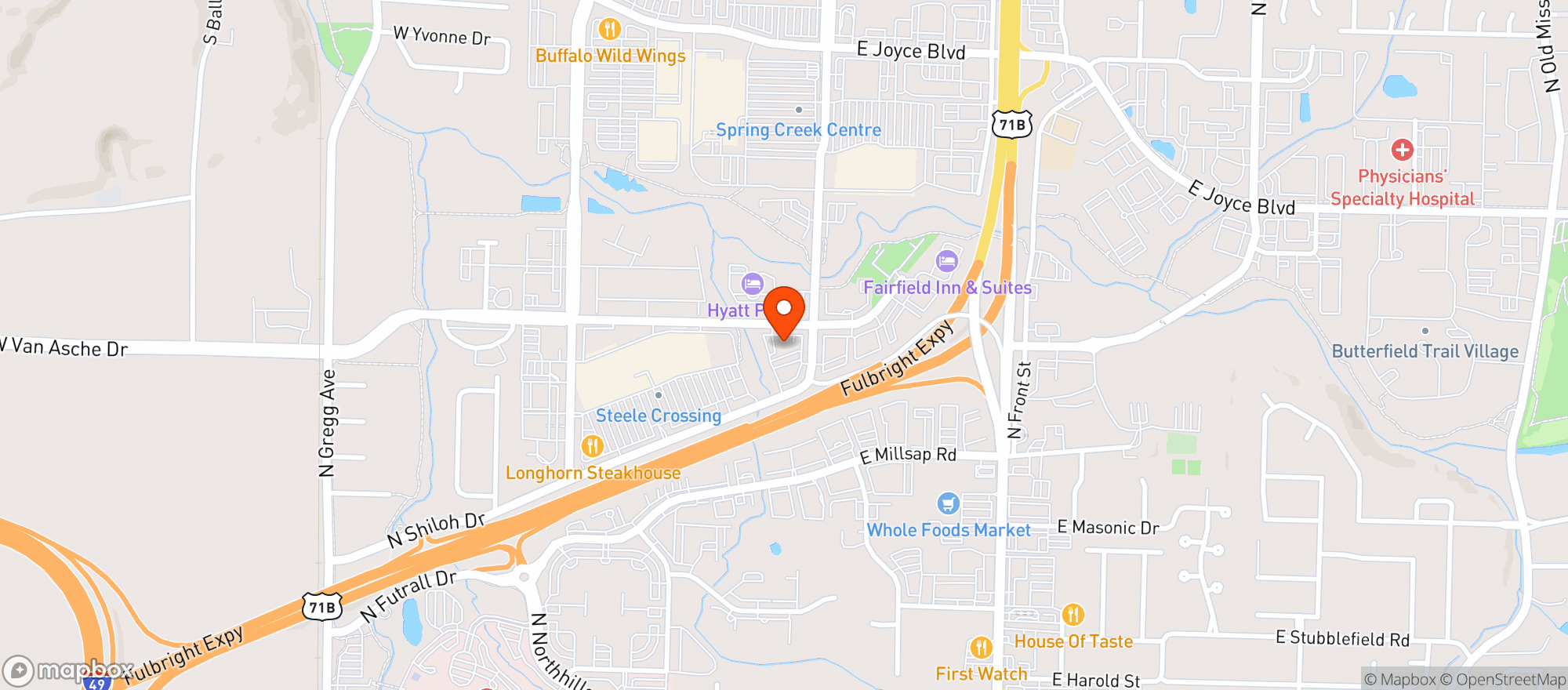 Map showing Woodstone Craft Pizza