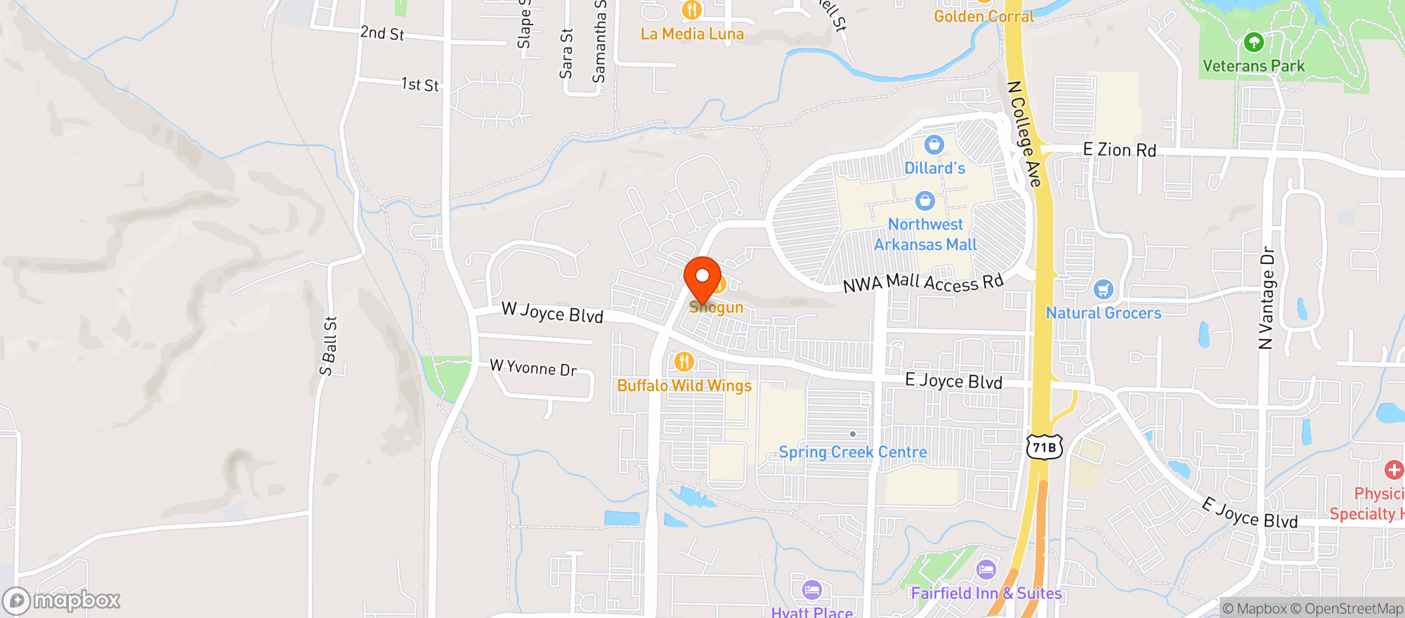 Map showing Mojitos Mexican Grill