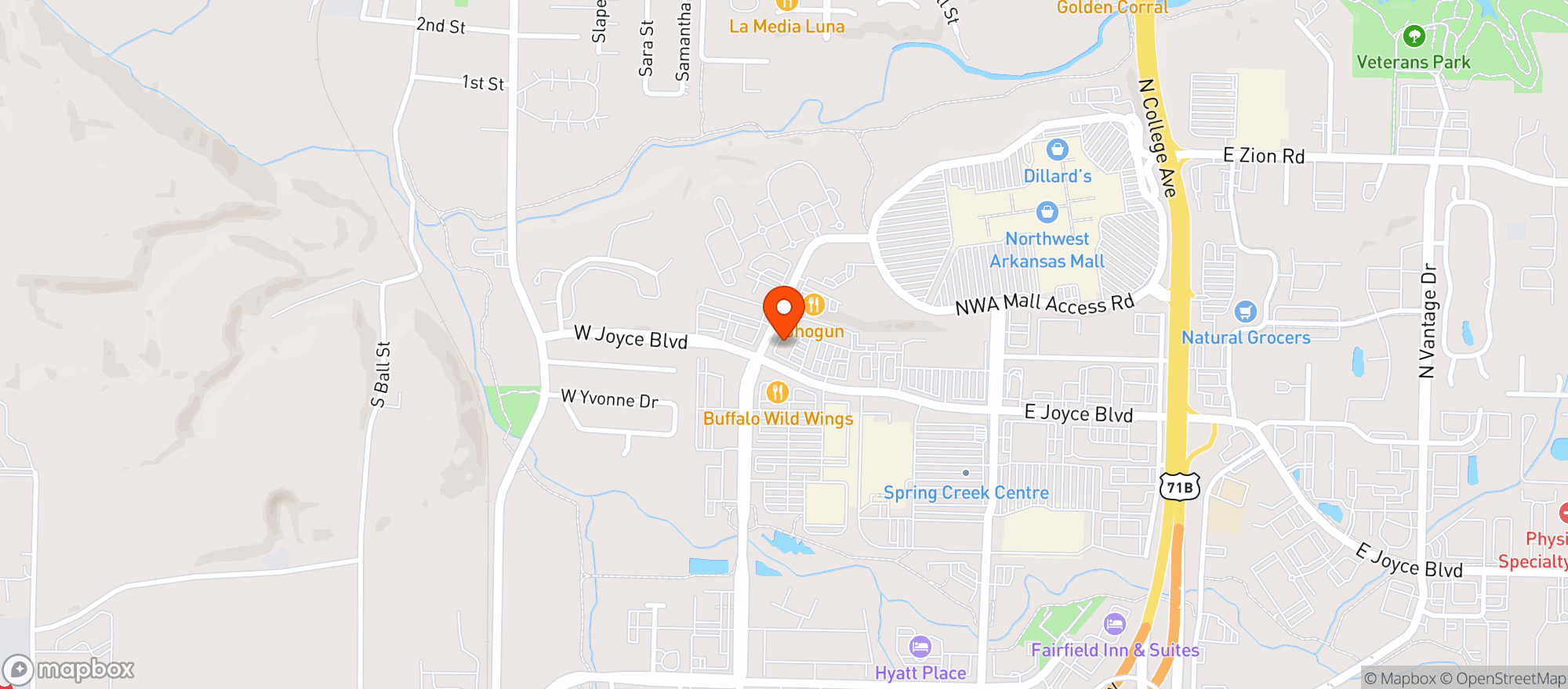 Map showing The Garage Burgers And Beer