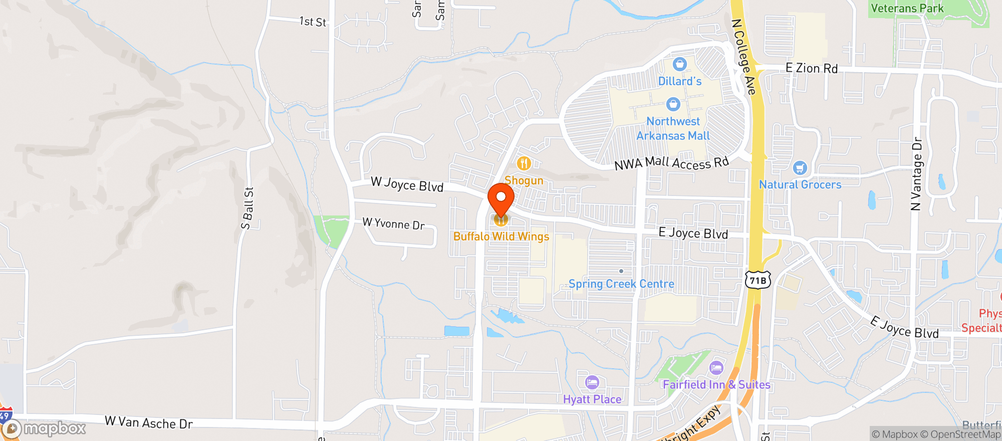 Map showing Buffalo Wild Wings Gril #3805