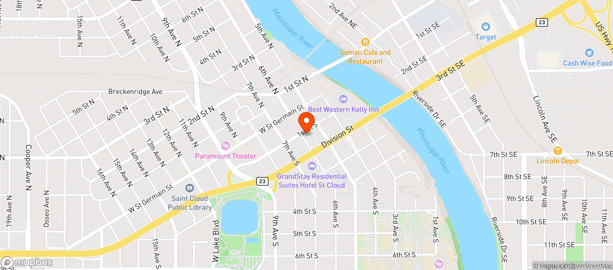 Map showing Olde Brick House