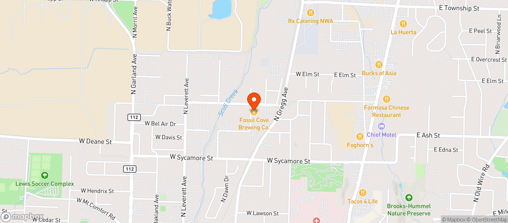 Map showing Fossil Cove Brewing Co