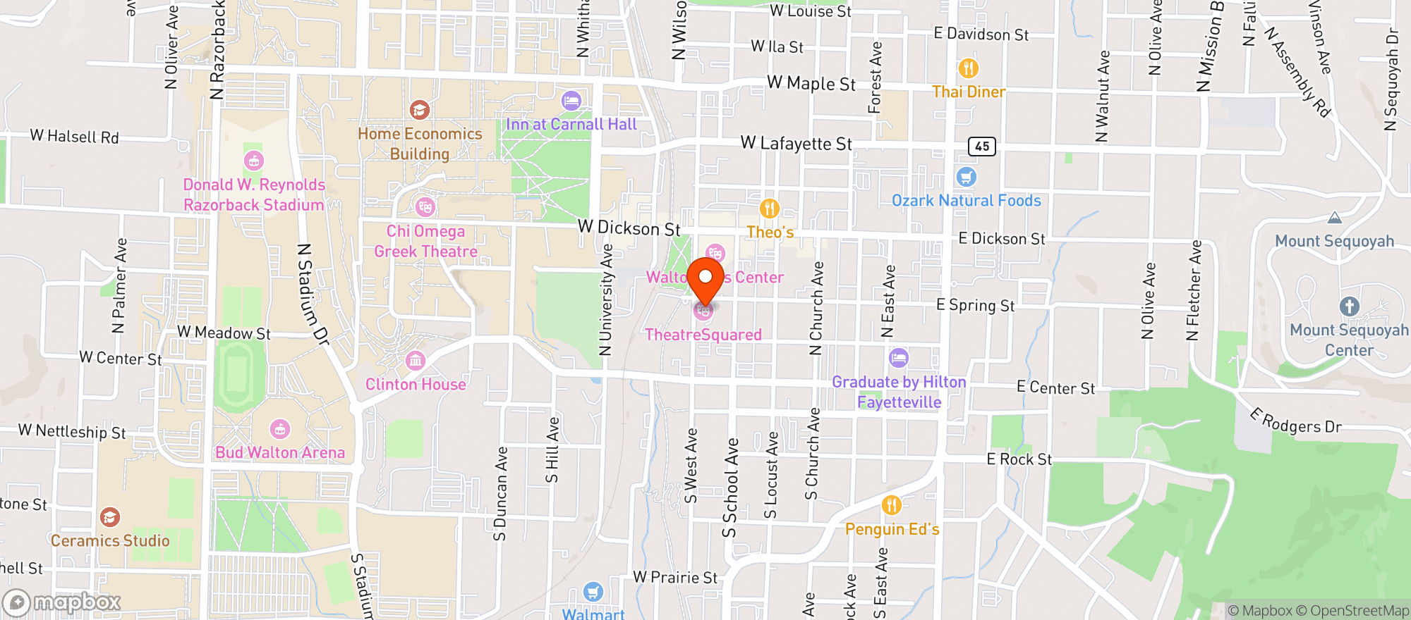 Map showing Theatre Squared Performing Arts