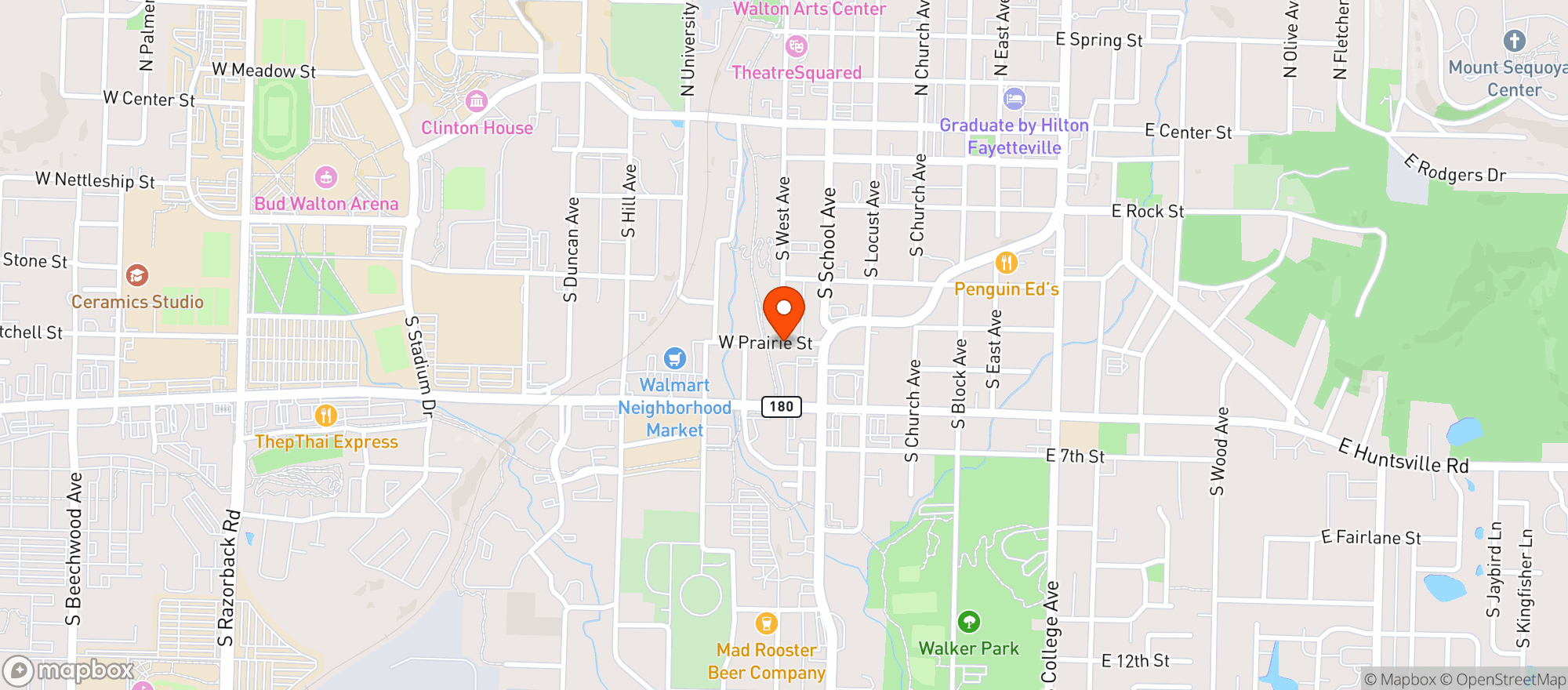 Map showing Prairie St Bar & Tap