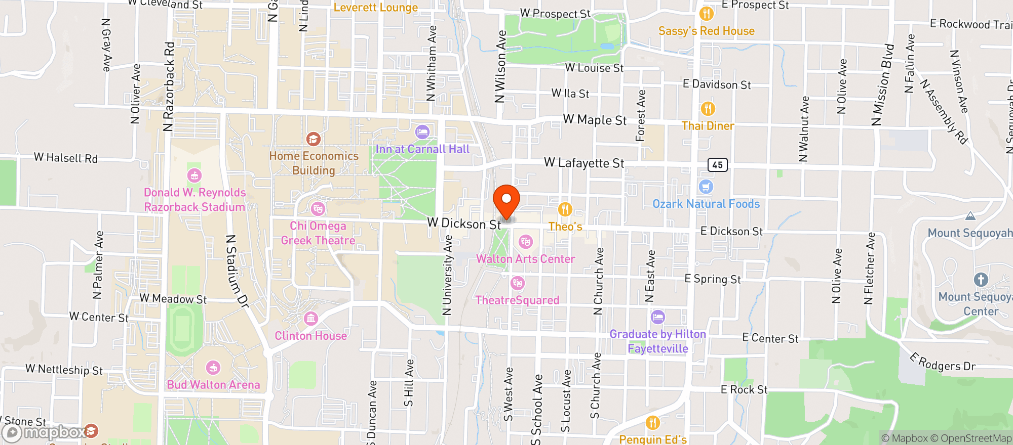 Map showing Buster Bellys Bar & Deli