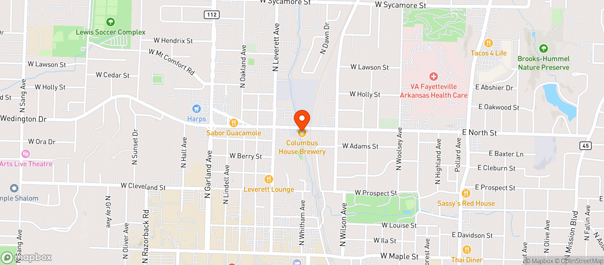 Map showing Columbus House Brewery