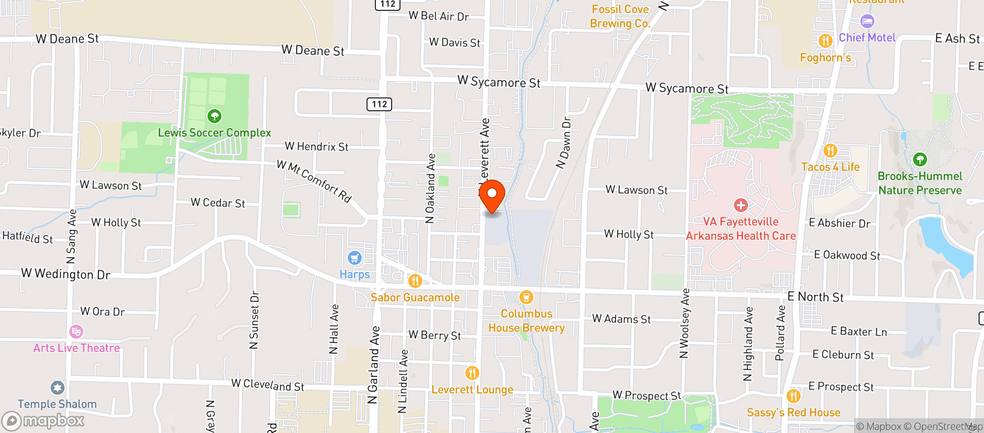 Map showing City Park Fayetteville