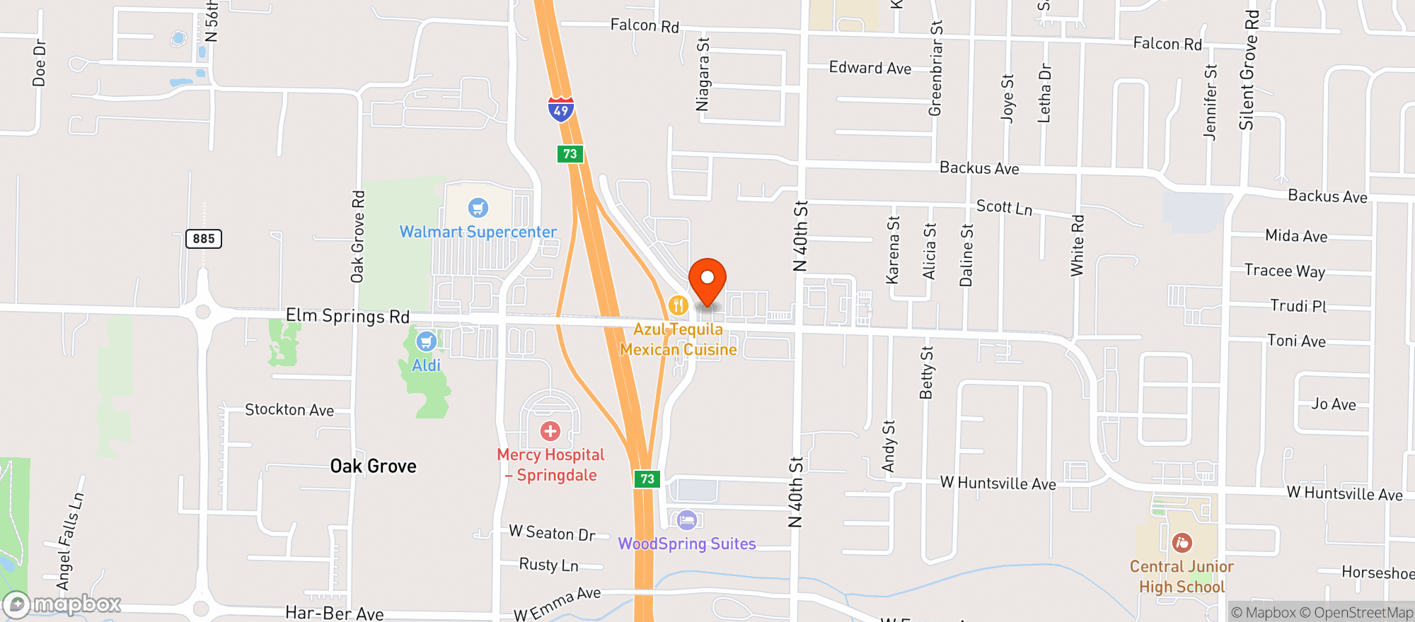 Map showing Last Chance Liquors