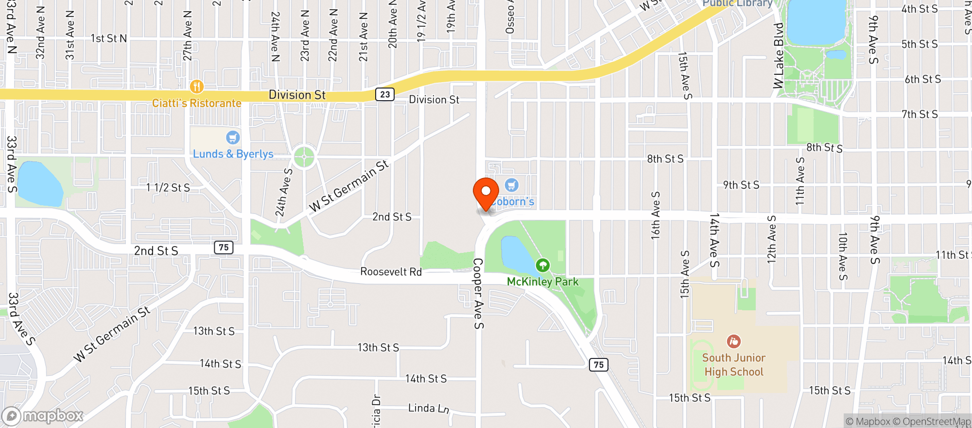 Map showing Coborn's - St Cloud